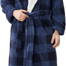 DAVID ARCHY Men's Hooded Robe Soft Coral Fleece Microfiber Bathrobe