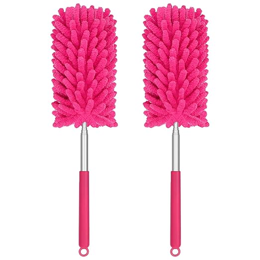 Mini Duster for Cleaning, 360° Bendable Hand Dusters with Extension Pole, Washable Small Duster for Car Interior, Office, Furniture