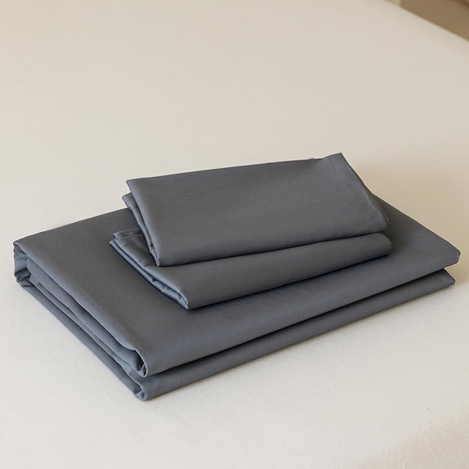 HeimenAogo Egyptian Cotton Duvet Cover King Size Sateen Weave, Silky Soft and Breathable Bedding Set with Zipper Closure, Long Staple Cotton Bed Linen Stormy Grey 3Pcs (104"×90")