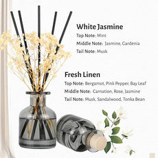 Brakula 2 Pack Reed Diffuser, Fresh Linen + White Jasmine (3.38 fl oz Each Pack), Home Fragrance with 12 Sticks, Shelf Decor, Reed diffusers for Home
