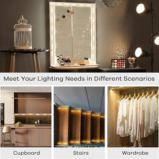 Consciot LED Vanity Lights for Mirror, Hollywood Style Strip, Adjustable Color & Brightness, USB Cable, Dimmable Makeup Stick on Table Dressing Room, White