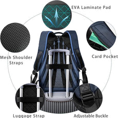 hk Backpack for Men Business Slim Backpack with USB Charger Computer Lightweight Anti-theft Travel Backpacks 15.6 inch Water Resistant Laptop Bag for Work Office College-Dark Blue