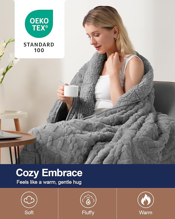 Super Fuzzy Soft Sherpa Fleece Weighted Blanket, 20 lbs Dual Sided Fluffy Heavy Weighted Blankets for Adults - No Bunching with Double Layers of Soft Inner Lining (80"x 87", 20 Pounds)