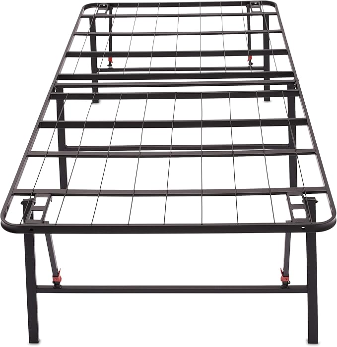 Amazon Basics Foldable Metal Platform Bed Frame with Tool Free Setup, 18 Inches High, Sturdy Steel Frame, No Box Spring Needed, Twin, Black