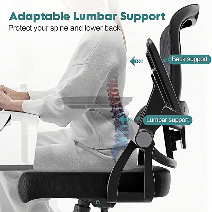 Ergonomic Office Chair - 400LB Comfy Desk Chairs with Lumbar Back Support, Mesh Computer Chairs with Wheels and Arms for Home Office, Study (218Black-Without Headrest)