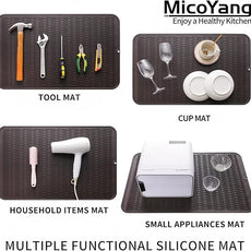 Silicone Dish Drying Mat for Multiple Usage,Easy clean,Eco-friendly,Heat-resistant Silicone Mat for Kitchen Counter or Sink,Refrigerator or Drawer Liner Coffee 3XL 28 inches x 18 inches