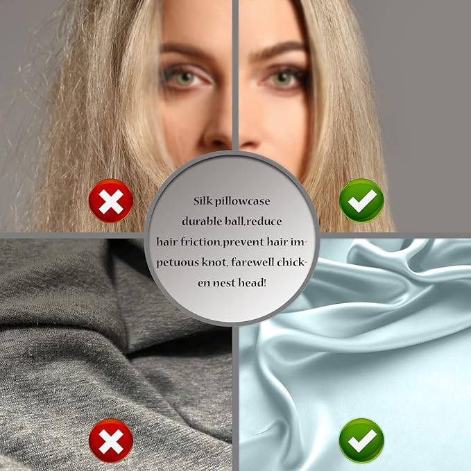Silk Pillowcase for Hair and Skin, Soft, Breathable and Sliky Pillow Case, Both Sides Natural Mulberry Silk Pillowcases with Hidden Zipper (Standard Size 20"X 26")