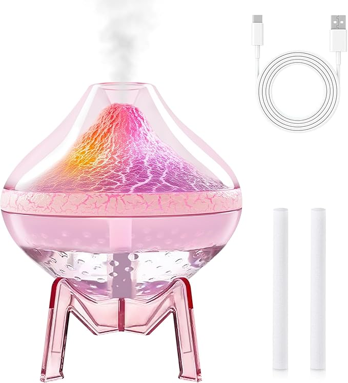 Humidifiers for Bedroom Cool Mist Ultrasonic Small Humidifier with Humidity Sensor Auto Shut Off LED Colorful Gradient Light Mini Humidifier For Plants,Bedroom,Baby Room,Office, Home（Pink)