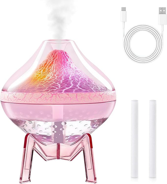 Humidifiers for Bedroom Cool Mist Ultrasonic Small Humidifier with Humidity Sensor Auto Shut Off LED Colorful Gradient Light Mini Humidifier For Plants,Bedroom,Baby Room,Office, Home（Pink)