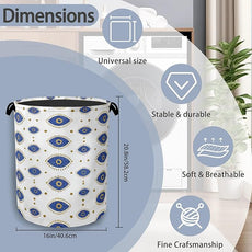 Evil Eyes Laundry Basket,Foldable Oxford Cloth Tote Bag Laundry Hamper Clothes Storage Bucket Organizer for Bedroom Laundry Storage Dormitories 16