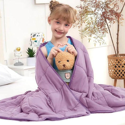 Purple Weighted Blanket Kids 10lbs, 40"x60", Twin Size Cooling Heavy Throw Blanket for 80-120lbs, Microfiber Soft Thick Big Blankets Weighted Comforter Breathable Gift for Sleeping