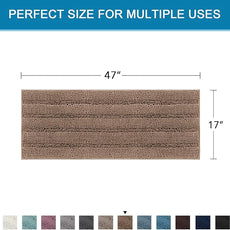 H.VERSAILTEX Bath Rugs for Bathroom Non Slip Bath Mats Extra Thick Chenille Striped Bath Rug Runners 47
