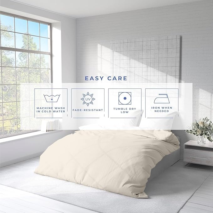 Kotton Culture 3 Pc Twin XL/Twin Duvet Cover Set-100% Egyptian Cotton Sateen 600 Thread Count Ultra Soft Premium Durable Comforter Cover Zipper Closure & Corner Ties- (Butter, 68" X 90")