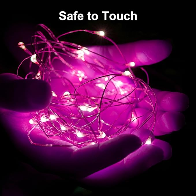 ZGWJ Fairy Lights Battery Operated, 50 Pack Twinkle String Lights 20 LED 7FT 3 Lighting Modes for Bedroom Decor, Easter, Halloween, Christmas, Party Indoor and Outdoor Decoration Pink