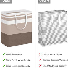 HomeHacks 2-Pack Large Laundry Basket, Waterproof, Freestanding Laundry Hamper, Collapsible Tall Clothes Hamper with Extended Handles for Clothes Toys in the Dorm and Family (Brown, 100L)