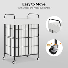 Laundry Hamper with Wheels, 90L Laundry Basket with Handle, Laundry Sorter with Removable Liner Bag