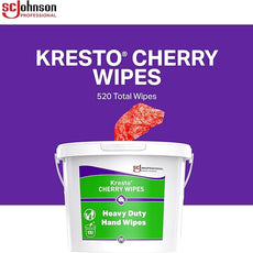 SC Johnson Professional Kresto Cherry Wipes for Heavy Duty Cleaning, 4-Pack of 130-count Buckets, Hand Cleaning Wipes for Mechanics and Other Professional Use