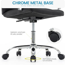 High Back Desk Chair, Modern PU Leather Home Office Task Chair with Arms, Adjustable Swivel Computer Executive Chair with Wheels (Black)