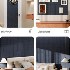 Bumusty Large Cork Board Alternative-36 x24 Felt Bulletin Board Tiles, with 30 Pushpins, 40 Adhesive Tabs, 6-Pack Slat Wall Paneling, Cork Boards for Office Push Pin Felt Board-Deep Charcoal Blue