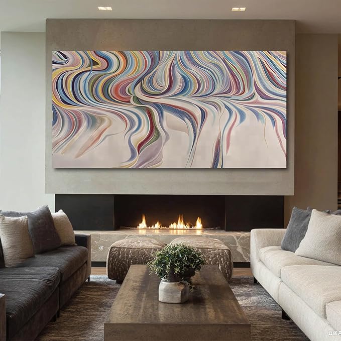YETHEN WAL Multicolor Swirl Wall Art Vibrant Abstract Fluid Canvas Prints Modern Artwork for Living Room Bedroom Office Decor 29x58 Inch