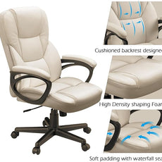 Furmax Office Executive Chair High Back Adjustable Managerial Home Desk Chair, Swivel Computer PU Leather Chair with Lumbar Support (Beige)