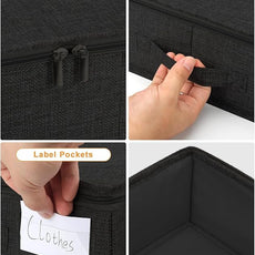 punemi Under Bed Storage Containers, 4.5 Inches Tall Low Profile Underbed Clothes Storage Organizer Bin with Sturdy Side & Bottom, Use as Shallow Dorm Storage Under Bed, Flat Clothes Organizer, Black