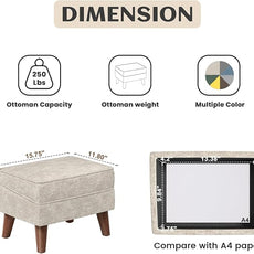 Ottoman Foot Rest, Small Footstool Ottoman with Storage, Modern Foot Stool with Adjustable Lid and Sturdy Wood Legs for Living Room, Bedroom, Couch, Enterway (Beige)