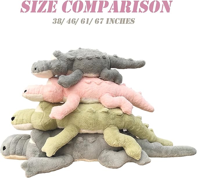 Hofun4U Alligator Plush Pillow, 67 inch Alligator Stuffed Animal, Home Decoration Christmas Valentine’s Birthday Gift for Boys Girls Adults Kids (Grey)