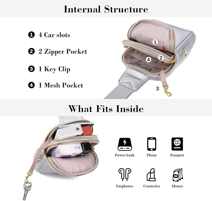 INICAT Travel Small Crossbody Sling Bags Women Cross Body Purses Passport Holder Vegan Leather Fanny Packs Birthday Gifts