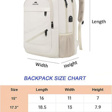 MATEIN Extra Large Backpack for Women, 18 Inch TSA College Backpack with Multiple Compartments & USB Charging Port, 50 L Fashion Work Computer Carryon for Business, Cream Beige