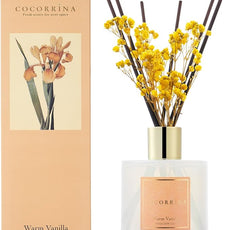 Cocorrína Reed Diffuser - Warm Vanilla Scented Diffuser with 8 Sticks Home Fragrance Reed Diffuser for Bathroom Shelf Decor