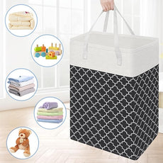 BlissTotes 3-Pack Laundry Basket, Freestanding＆Waterproof Laundry Hamper, Collapsible Tall Clothes Hamper with Easy Carry Handles for Clothes, Towels in the Family and Dorm,Clover Black,75L