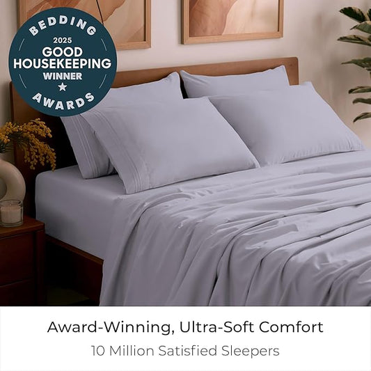 Mellanni Full Sheet Set - 6-Piece Iconic Collection Bedding, (Including 4 Pillowcases), 16-Inch Deep Pocket, Easy Care, Extra Soft, Cooling Sheets, Brushed Microfiber - Lavender