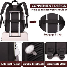 Laptop Backpack for Women/Men, Fits 15.6 Inch Laptop Bag, Fashion Travel Work Anti-theft Bag, Business Computer Waterproof Backpack Purse, Grey Black