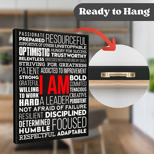 Office Wall Art Motivational Poster - 12 x 16 Inches Inspirational Wall Decor Print for Bedroom, Gym, Men, Boys, Teens (Wrapped Canvas)