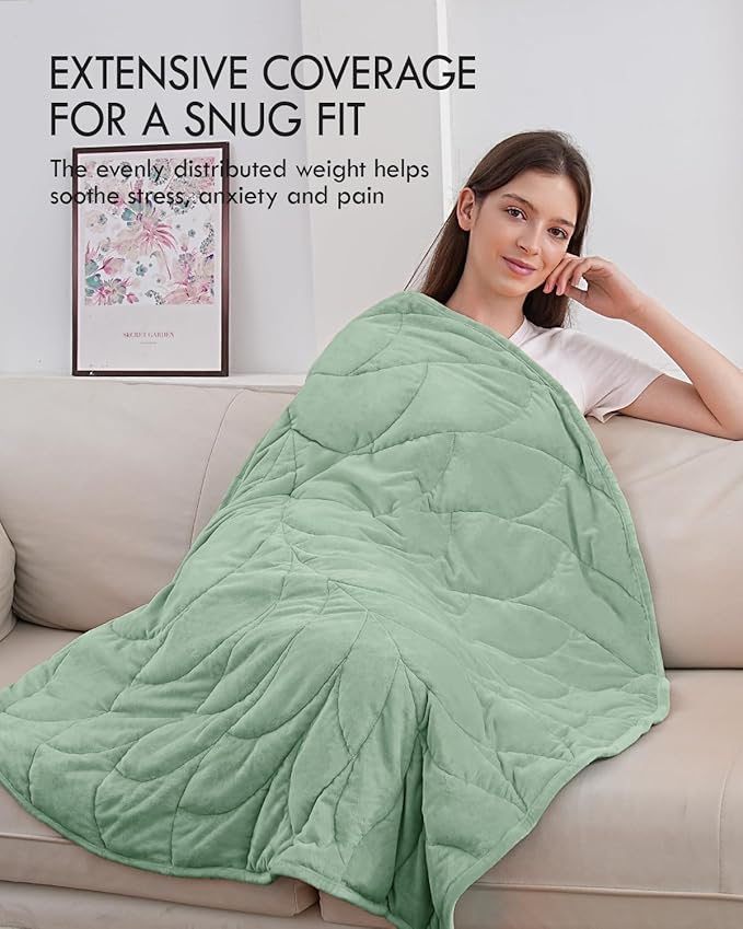 Kaisa Weighted Blanket for Adults 5lbs 41" x 53", Cozy Luxury Crystal Velvet Small Weighted Lap Blanket,All-Season Blanket, Machine Washable, Sage Green