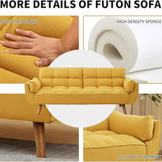 Convertible Futon Sofa Bed, Linen Sleeper Couch, 75