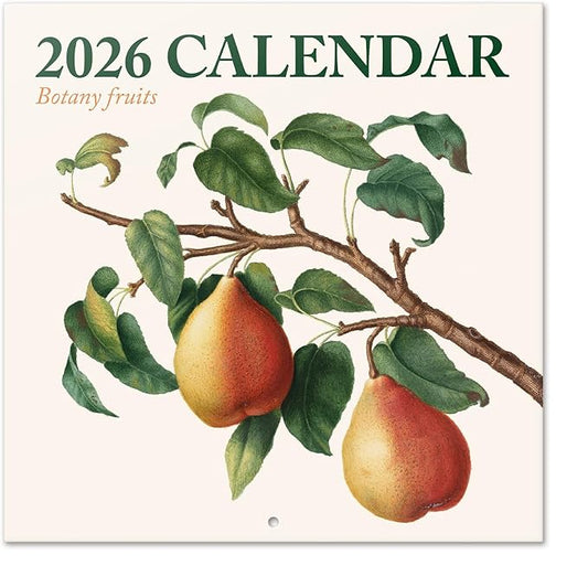 Botanical Wall Calendar 2026 12" x 12" FSC® Plastic Free - Starts Week On Sunday | Family Planner Fruits Calendar 2026