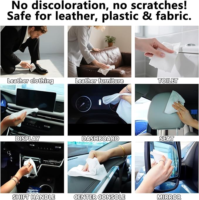 Car Interior Cleaning Wipes, 60 Count, Dashboard and Leather Surface Cleaner, Streak-Free Formula