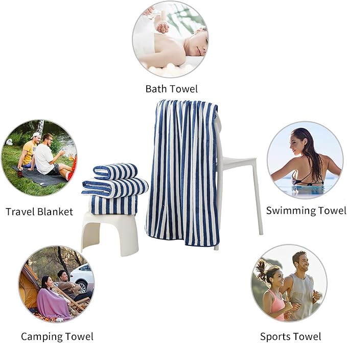 18-Piece Microfiber Bath Towels Set - 6 Bath Sheet, 6 Hand Towels, 6 Washcloths, Soft, Highly Absorbent Bathroom Towel, Quick Dry & Less Lint Shower towel for Bathroom, Hotel, Spa, Dorm-Navy Blue