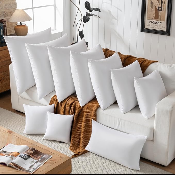 Goose Feathers and Down Pillows, Cotton Cover, Bed Sleeping Hotel Collection Pillows,Set of 2, King Size 20x36