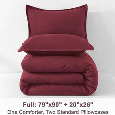 Litanika Comforter Set, Lightweight Solid Bedding Comforter Set, Fluffy Down Alternative Bed Set, Burgundy, Full