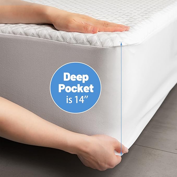 Premium Bamboo Mattress Protector – Twin Size, Waterproof, & Ultra Soft Breathable Noiseless Washable Bed Mattress Cover for Comfort & Protection MC02TWIN-T