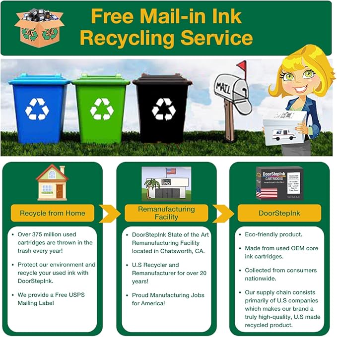 DoorStepInk 950XL Black & 951XL Color Remanufactured Ink Cartridge Replacement for HP 950XL/951XL - Compatible with OfficeJet Pro 8600/8610/8620/251DW/276DW/8100 - High Yield 4-Pack