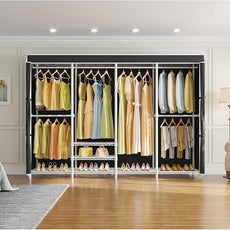 VIPEK V40C Plus Large Covered Clothes Rack for Hanging Clothes, Heavy Duty Clothing Rack Portable Wardrobe Closet White Metal Closet Rack with Black Oxford Fabric Cover, Max Load 1300lbs