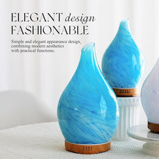 Porseme 280ml Essential Oil Diffuser Glass Color Changing Aroma Air Diffusers Aromatherapy Ultrasonic Cool Mist Humidifier 7 Running Hours Waterless Auto-off for Sleeping, Yoga, Office, Spa(Blue Wave)
