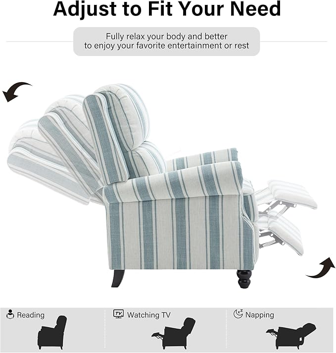 Recliner Chair, Modern Pushback Armchair with Adjustable Backrest & Footrest for Bedroom, Living Room