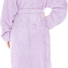 PAVILIA Women Hooded Plush Soft Robe | Fluffy Warm Fleece Sherpa Shaggy Bathrobe