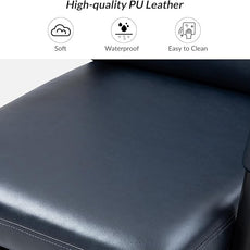 HULALA HOME Modern Faux Leather Home Office Chair with Tilt Lock & Metal Base, Desk Chair with Wheels & Padded Cushion, 360° Swivel Wide Seat Computer Task Chair, Navy