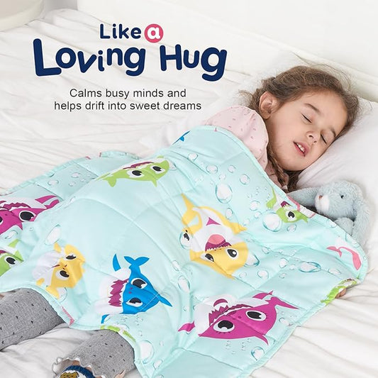 Kivik Weighted Lap Blanket 2 lbs, 20" x 30" Green Shark Small Weighted Blankets, All-Season Breathable Cute Mini Weighted Lap Pad, Soft Heavy Throw Blanket for Travel, Calming & Sleep, Washable